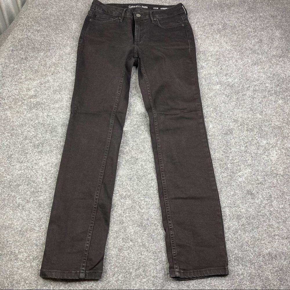 Calvin Klein Jeans Pants Womens Size 6x30 Black Ultimate Skinny Viscose Stretch